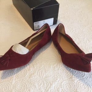 NEW J Crew maroon suede flats Size 8